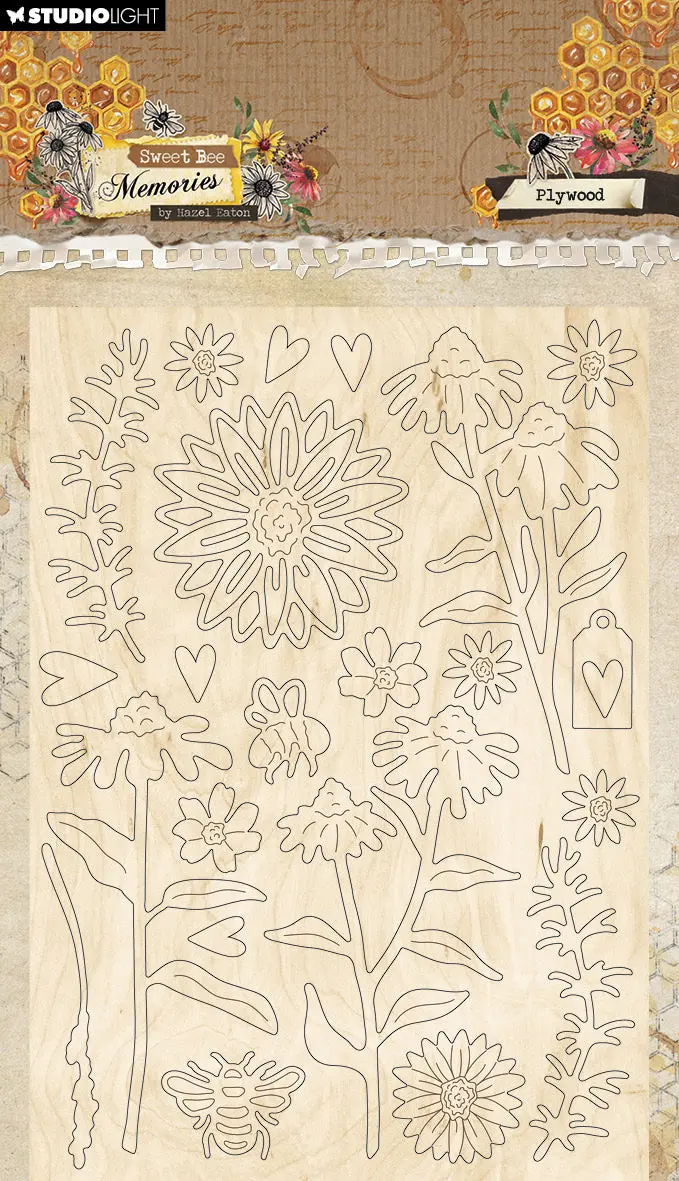 He Plywood Elements Florals & Grunge Sweet Bee Memories 3 Pc 1