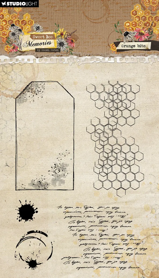 He Clear Stamp Grunge Bits Sweet Bee Memories 5 Pc 1