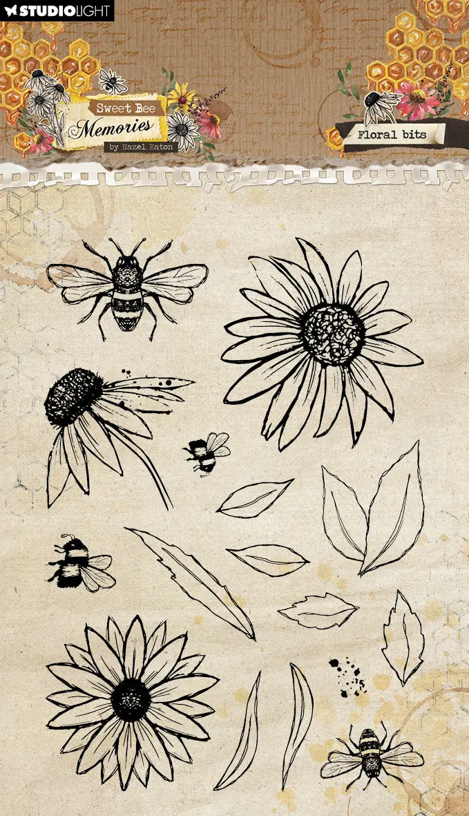 He Clear Stamp Floral Bits Sweet Bee Memories 16 Pc 1