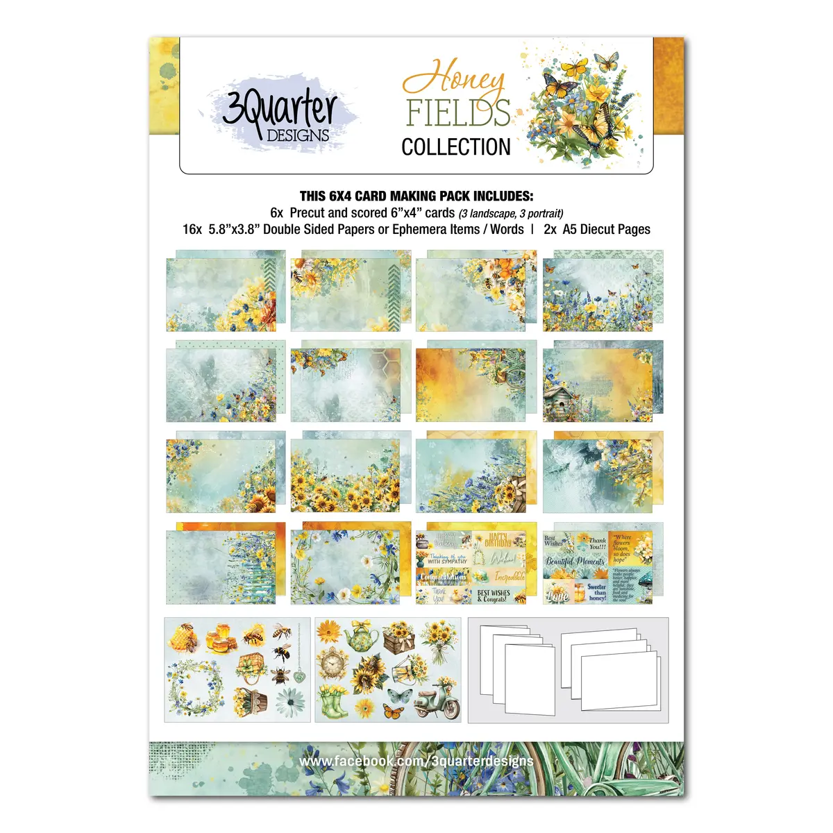 3Quarter Designs Honey Fields 6X4 Card Pack 1