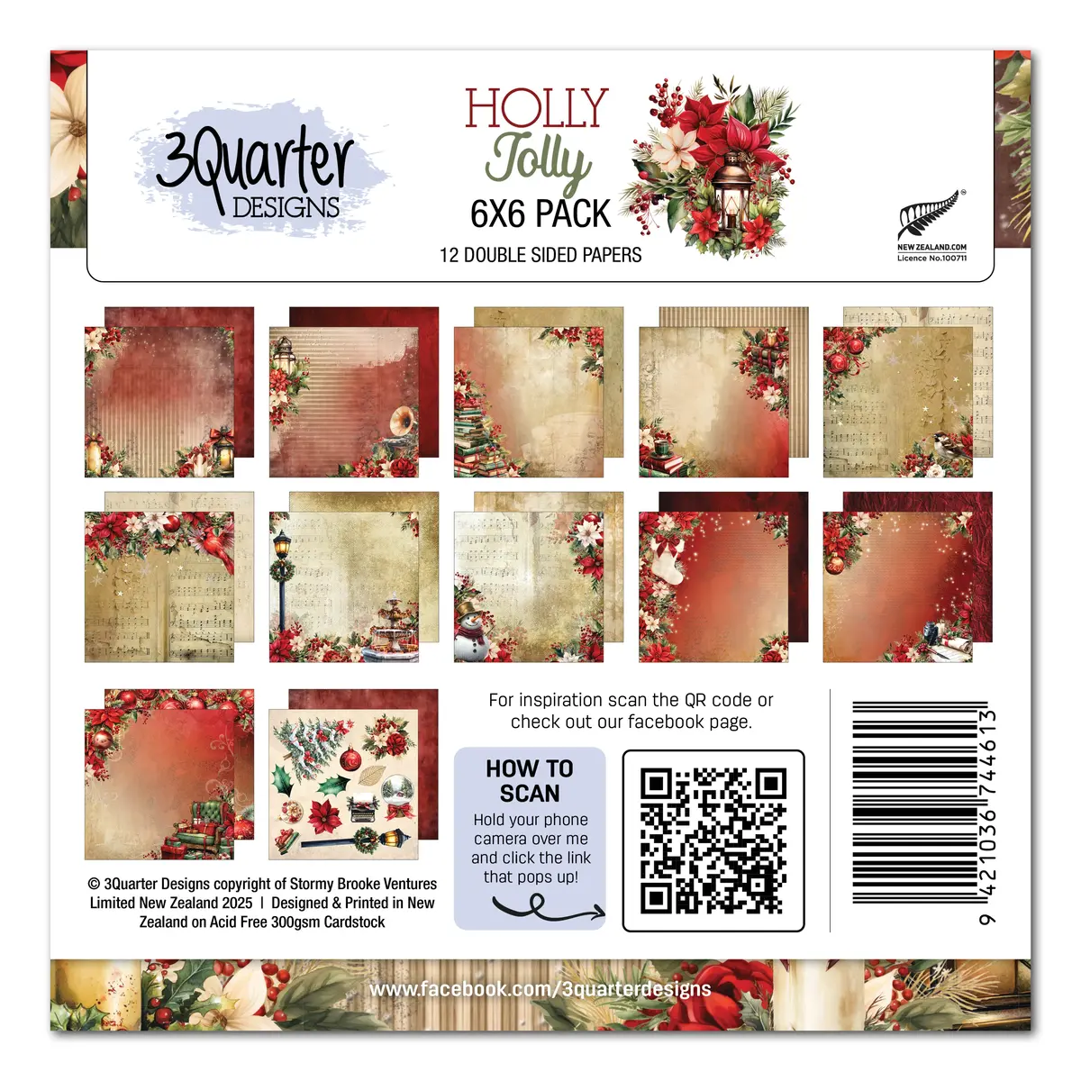 3Quarter Designs Holly Jolly 6X6 Paper Pack 1