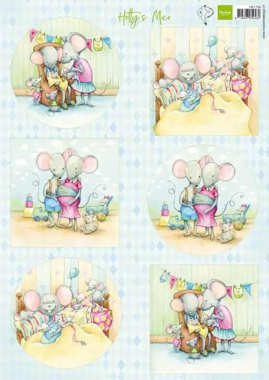 Cutting Sheet Hetty's Mice New Born A4 1