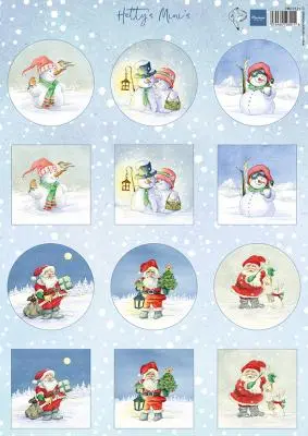 Marianne Design A4 Cutting Sheet - Hetty's Minis - Snowmen & Santa 1