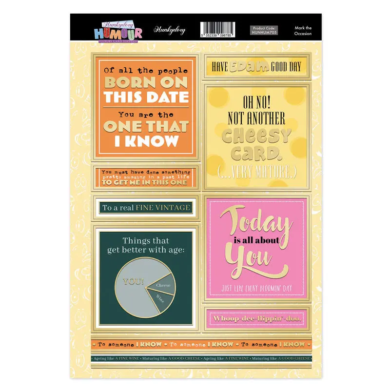 Hunkydory Humour Topper Sheet - Mark The Occasion 1