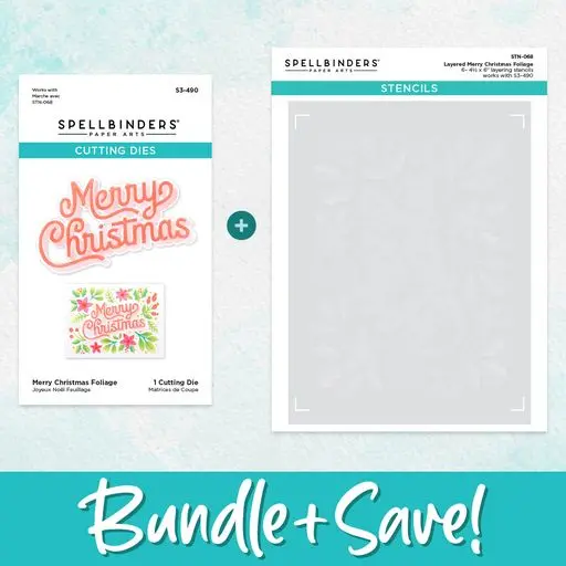 Layered Merry Christmas Foliage Stencil & Die Bundle From The Layered Christmas Stencils Collection 1