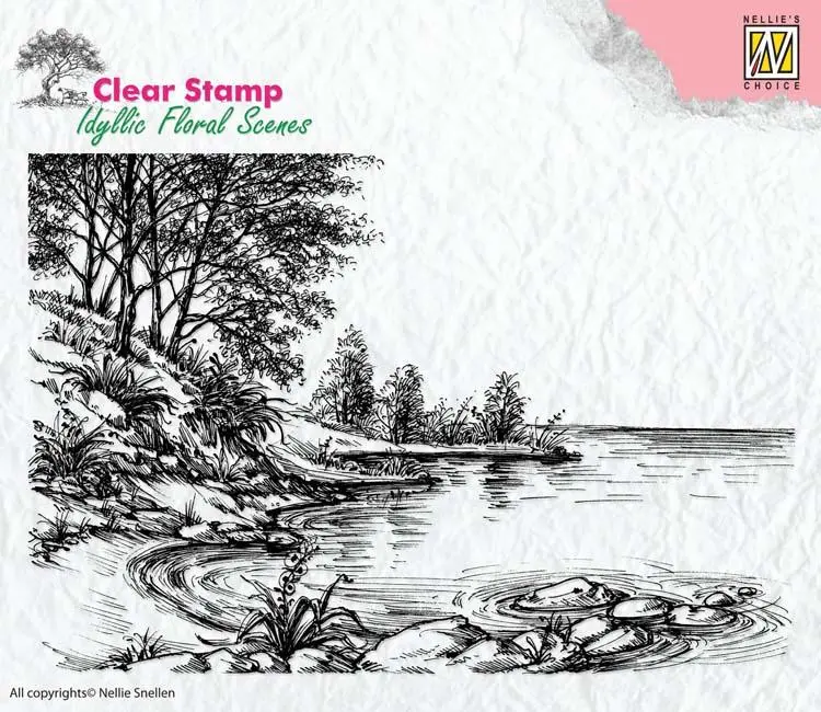 Nellie's Choice Clear Stamp Idyllic Floral Scenes - Water's Edge 1