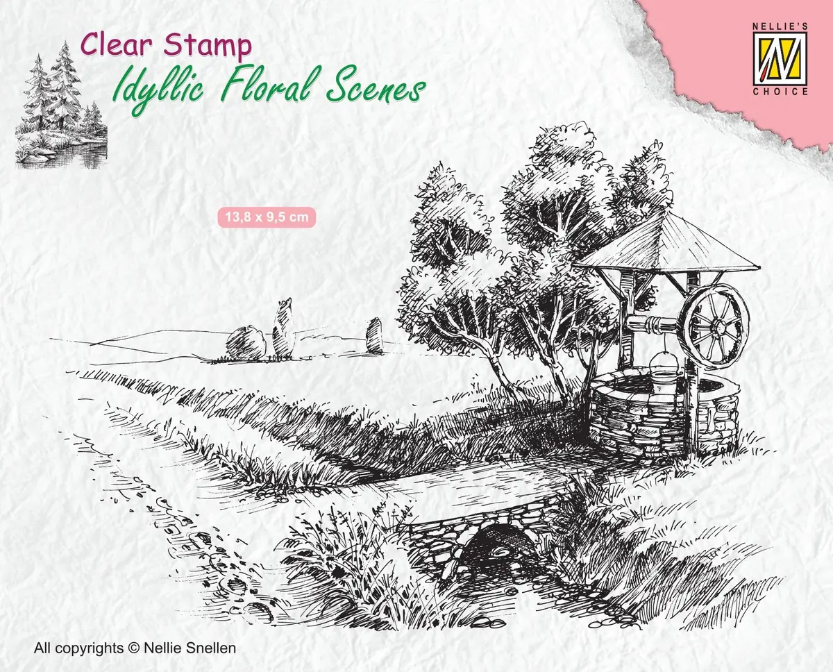 Idyllic Floral Scene Stamp Well 1