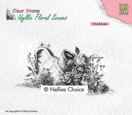 Idyllic Floral Scene Stamp Vase With Roses 1