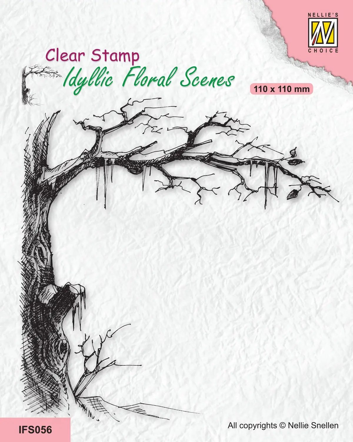 Nellie's Choice Clear Stamp Idyllic Floral Scene - Icy Tree 1