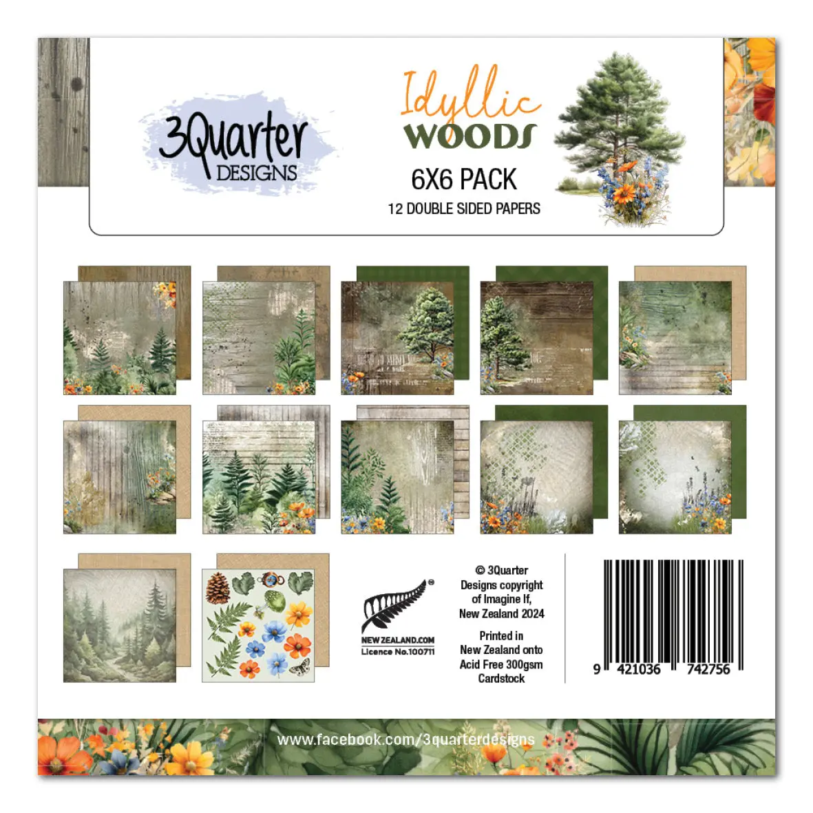 3Quarter Designs Idyllic Woods 6X6 Paper Pack 1