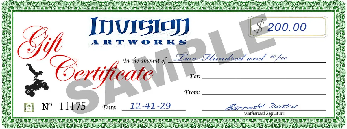 Invision Artworks Gift Certificates 1