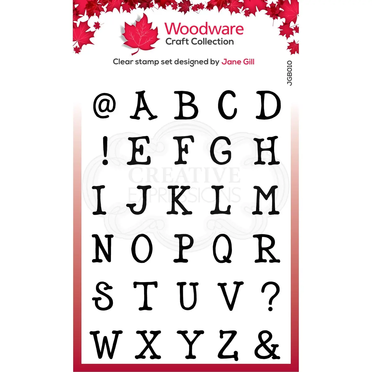 Woodware Clear Singles Quirky Typewriter Alphabet Caps A5 Stamp 1
