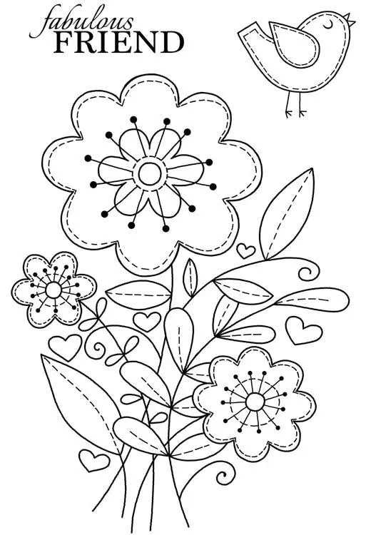Woodware Clear Singles - Stitched Flowers 1