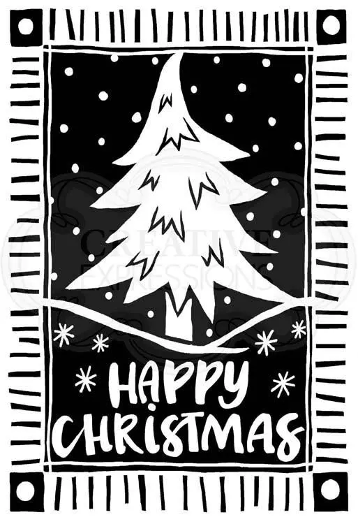 Woodware Clear Singles - Lino Cut Christmas Tree 1