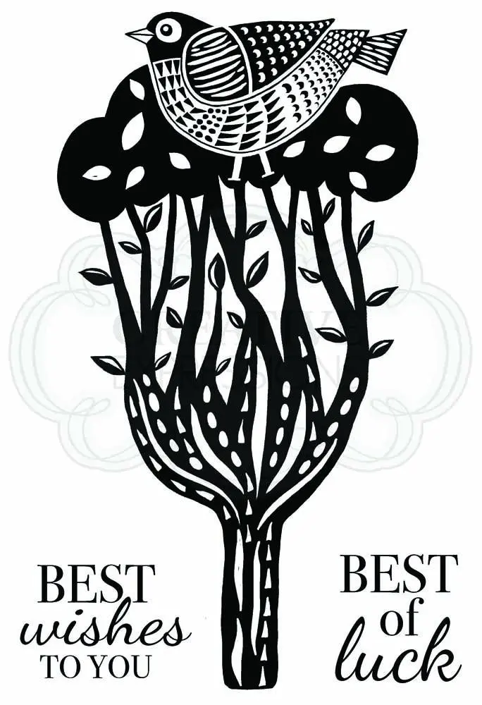 Woodware Clear Singles Lino Cut - Perching Bird 4 In X 6 In Stamp 1