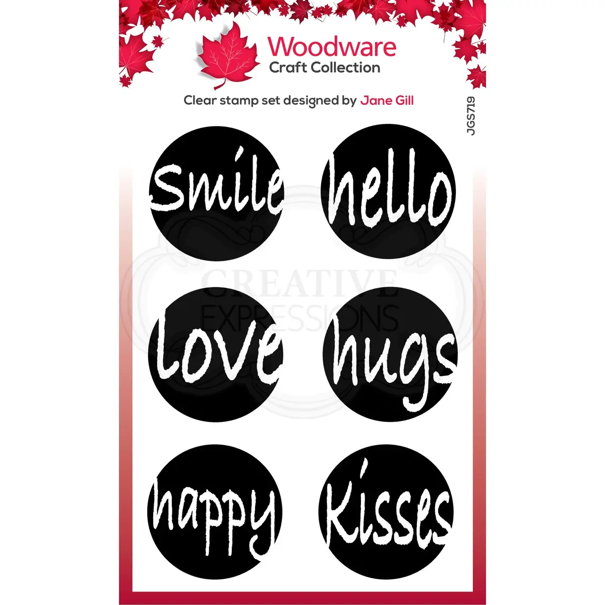 Woodware Clear Singles Circle Words 4 In X 6 In Stamp 1