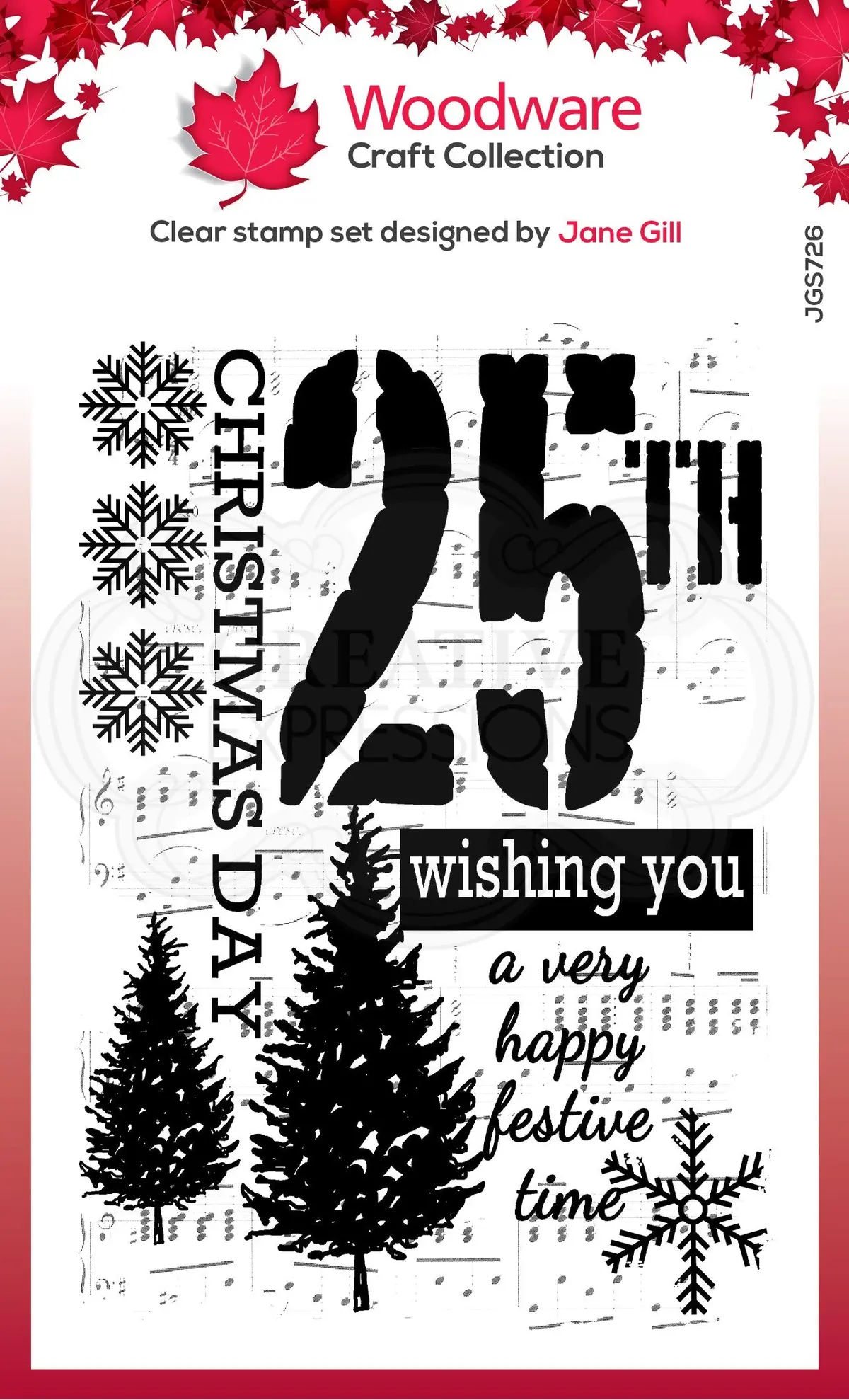 Woodware Clear Singles Music For Christmas 4 In X 6 In Stamp 1