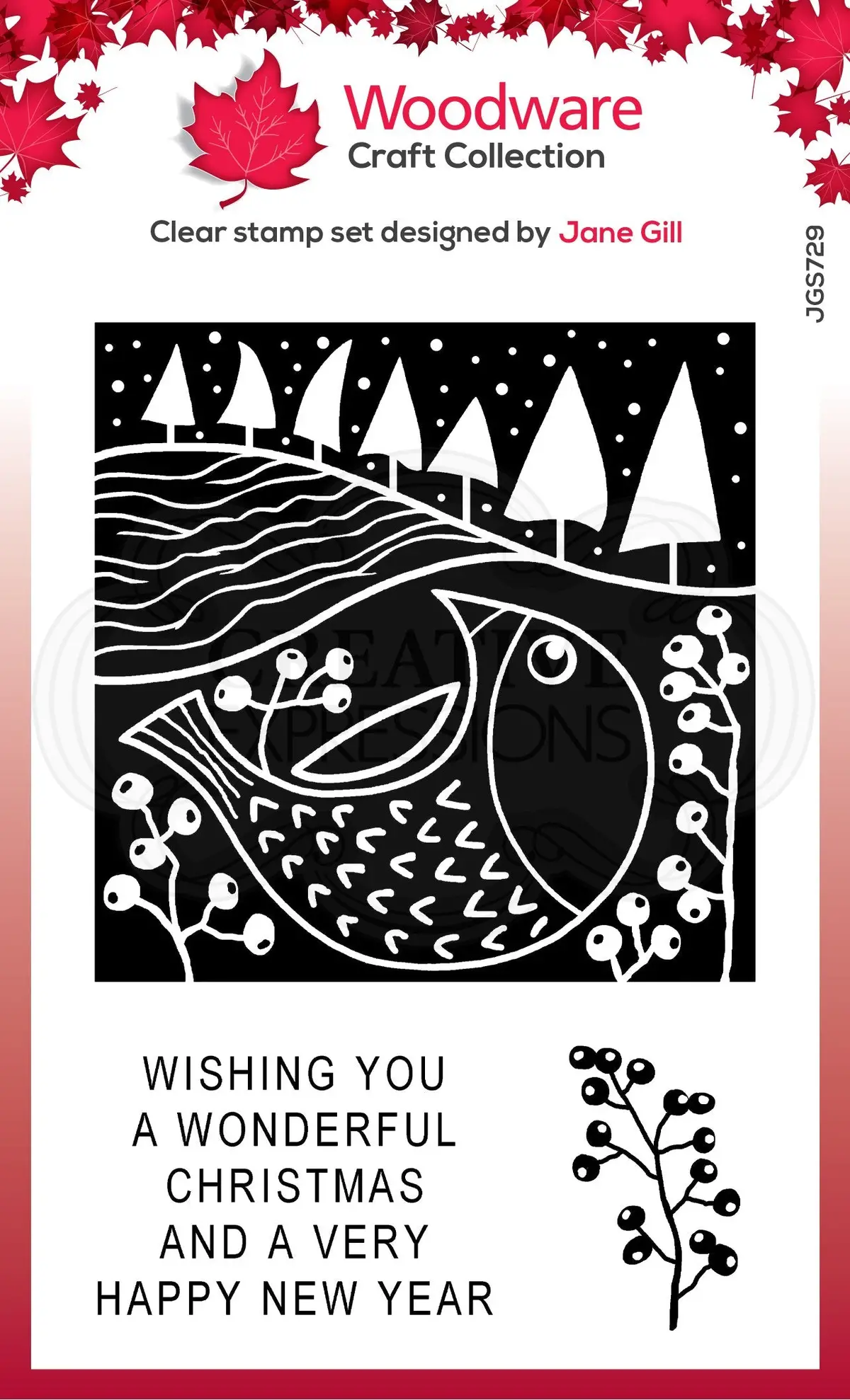 Woodware Clear Singles Lino Cut - Chubby Robin 4 In X 6 In Stamp 1