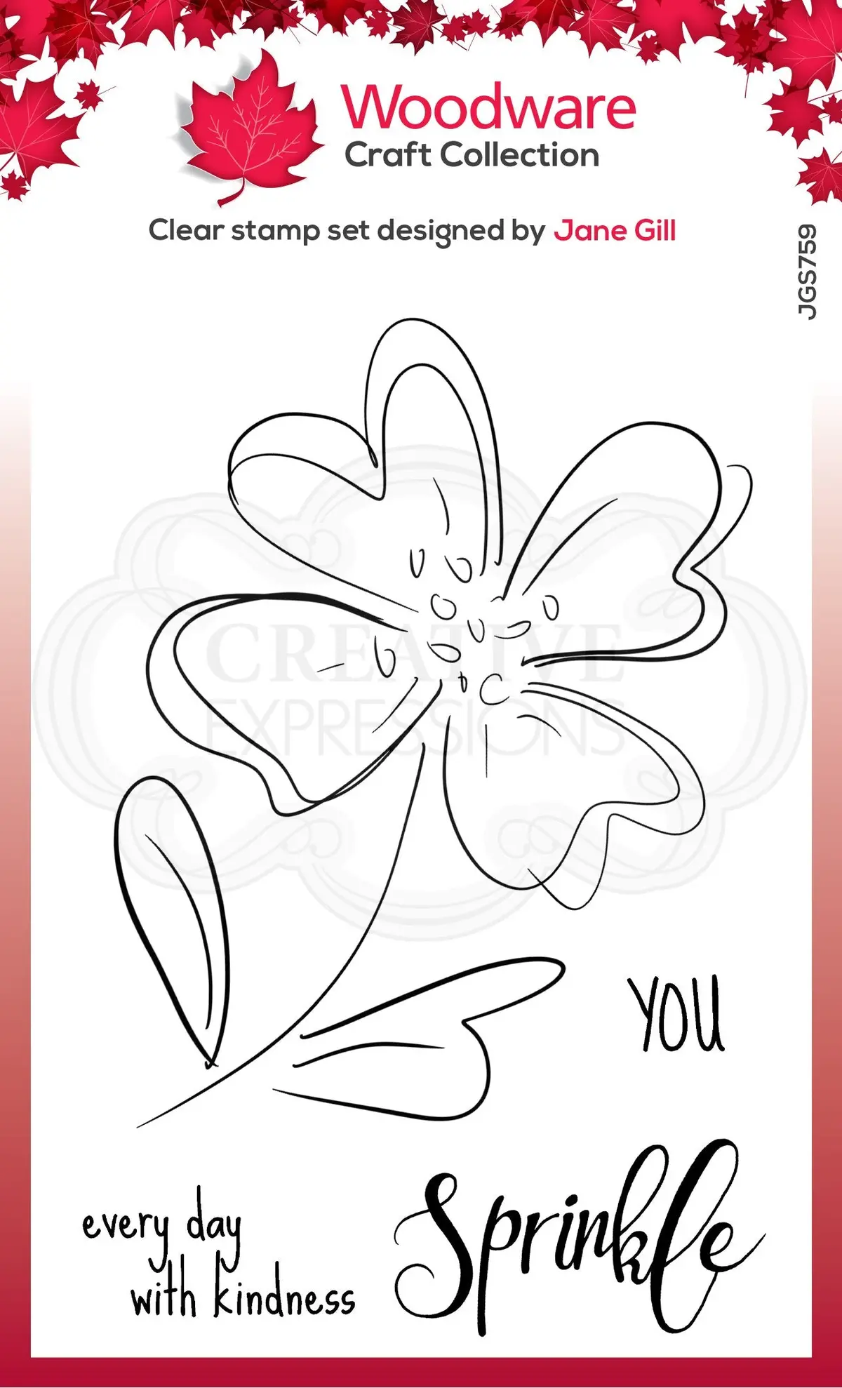Woodware Clear Singles Poppy Sketch 4 In X 6 In Stamp 1
