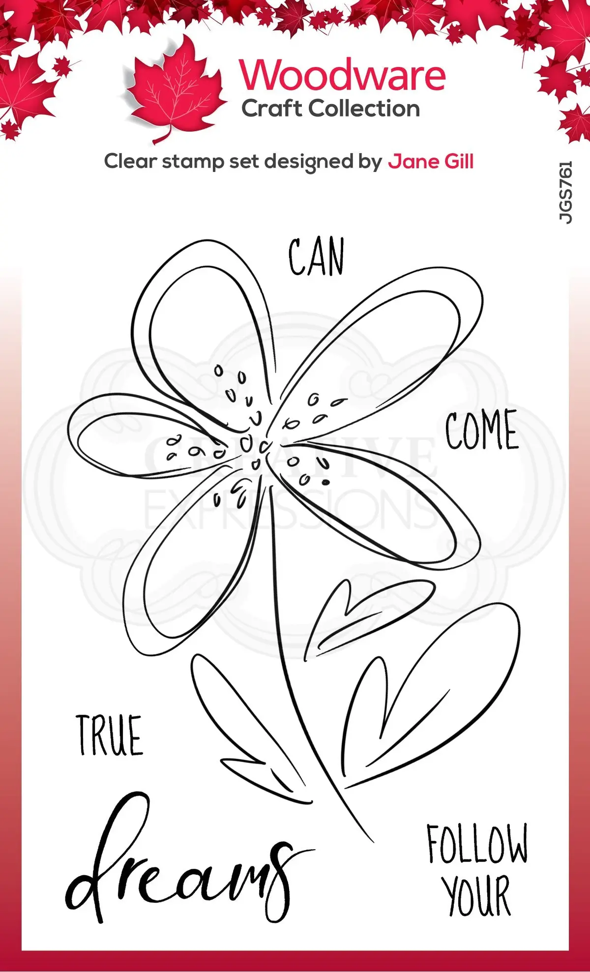 Woodware Clear Singles Dahlia Sketch 4 In X 6 In Stamp 1