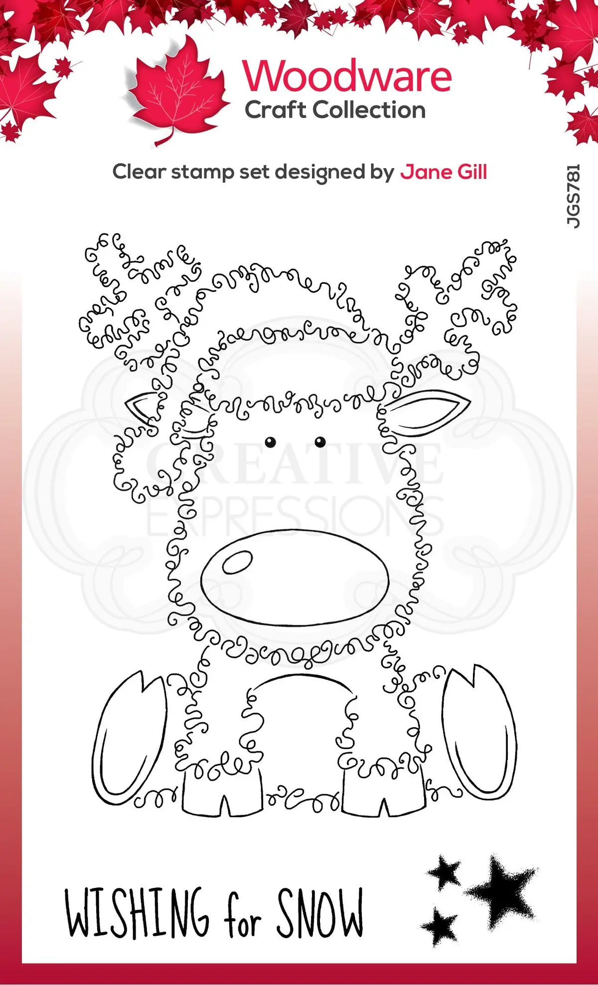 Woodware Clear Singles Festive Fuzzies - Reindeer 4 In X 6 In Stamp 1