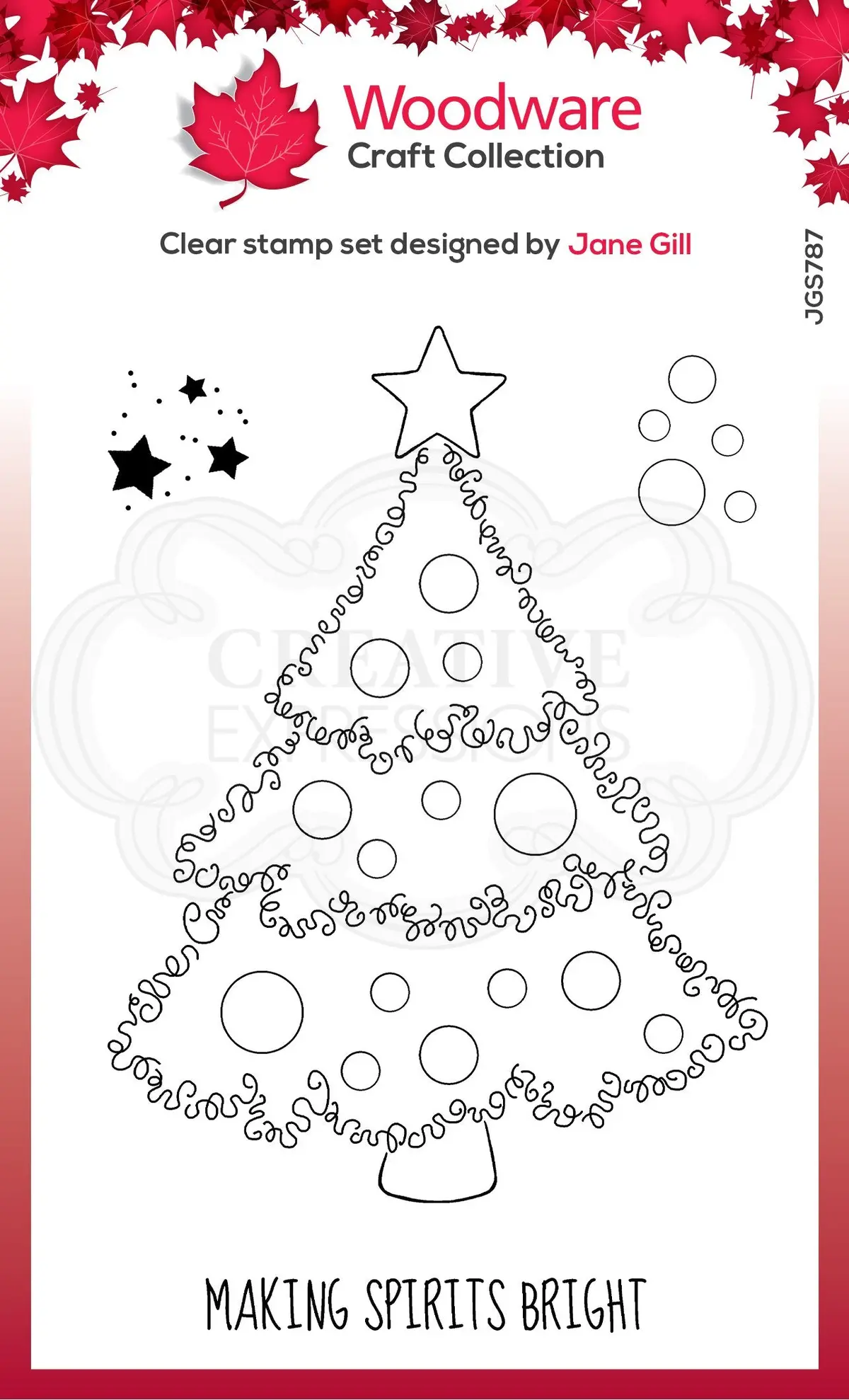 Woodware Clear Singles Festive Fuzzies - Christmas Tree 4 In X 6 In Stamp 1