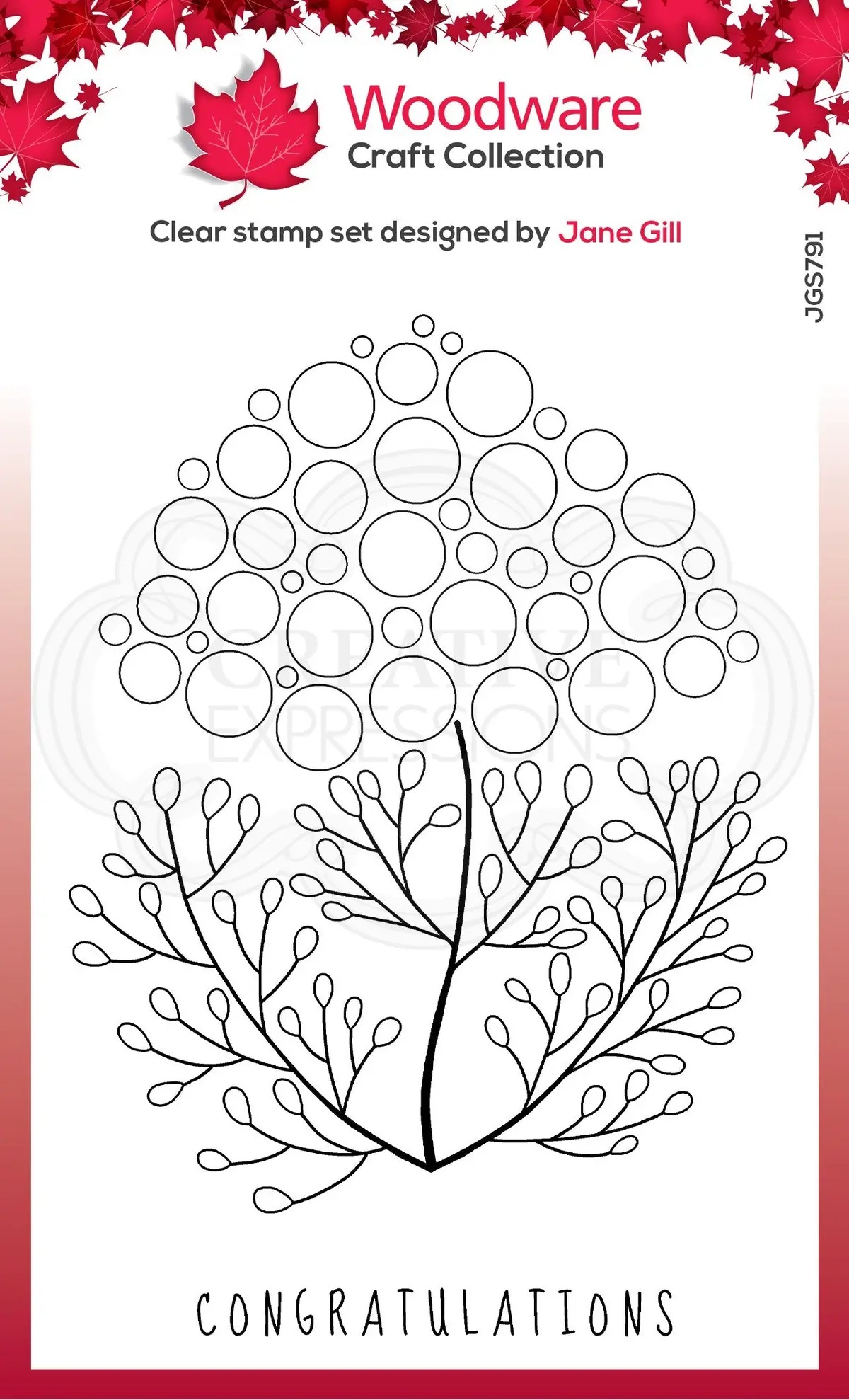 Woodware Clear Singles Bubble Bloom Carrie 4 In X 6 In Stamp 1