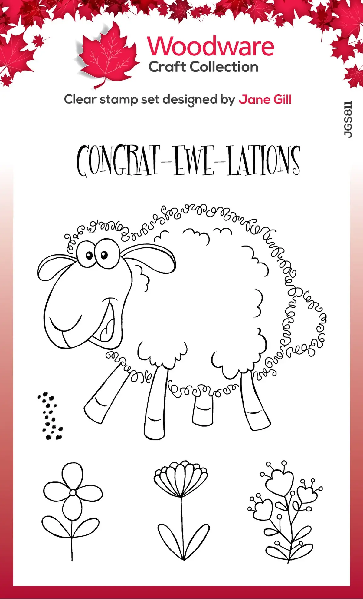 Woodware Clear Singles Fuzzie Friends Sadie The Sheep 4 In X 6 In Stamp 1