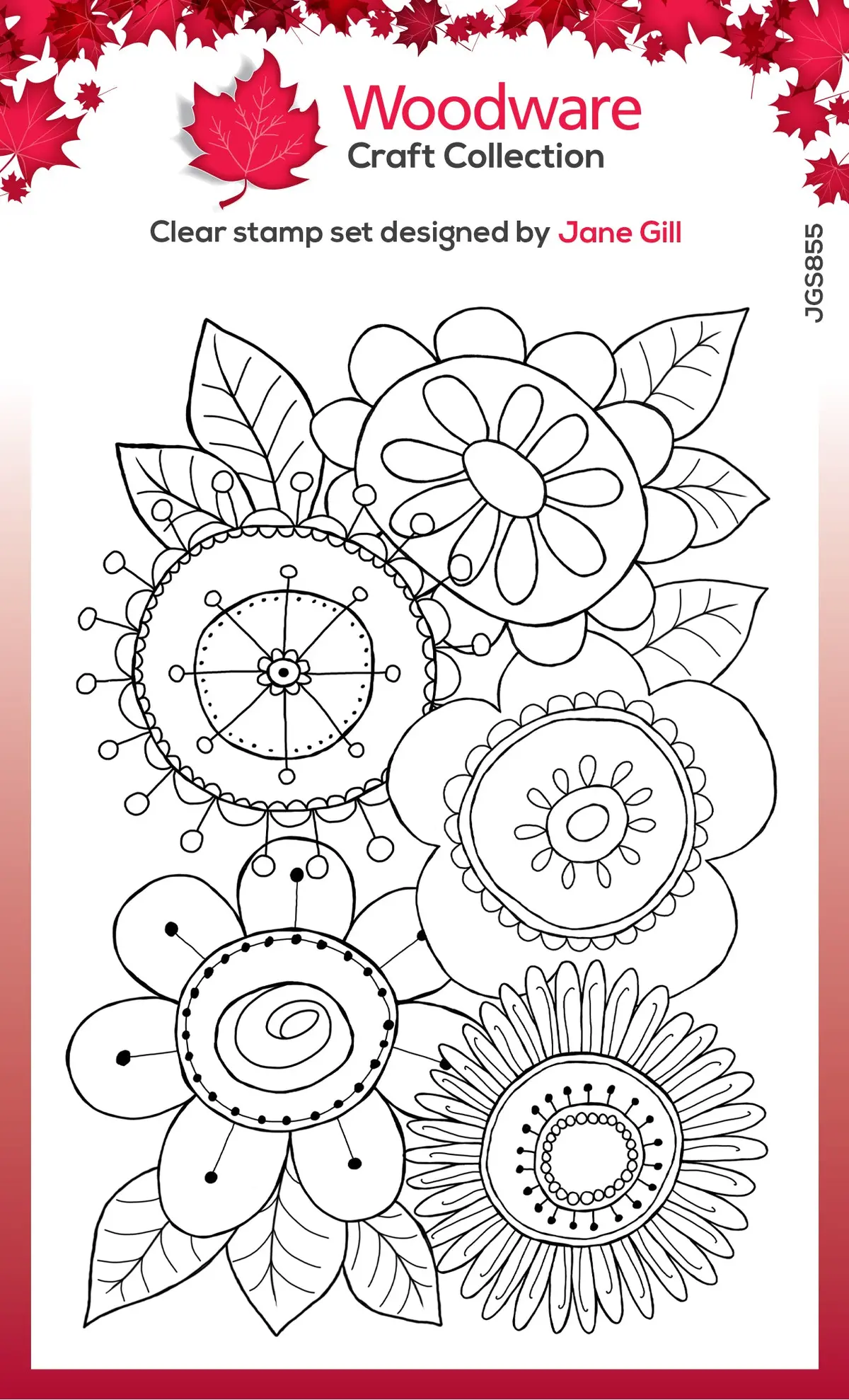 Woodware Clear Singles Petal Doodles All Bunched Up 4 In X 6 In Stamp Set 1