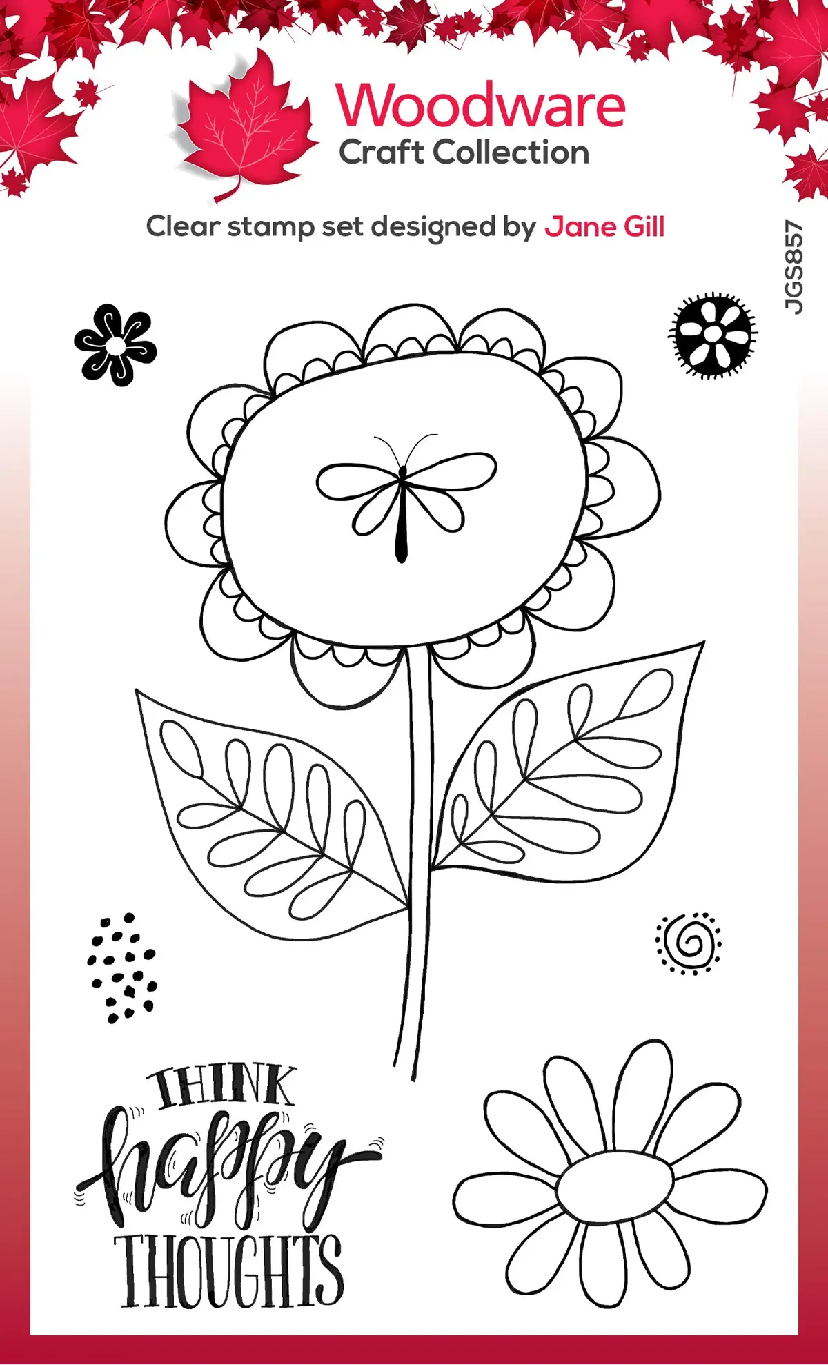 Woodware Clear Singles Petal Doodles Happy Thoughts 4 In X 6 In Stamp Set 1