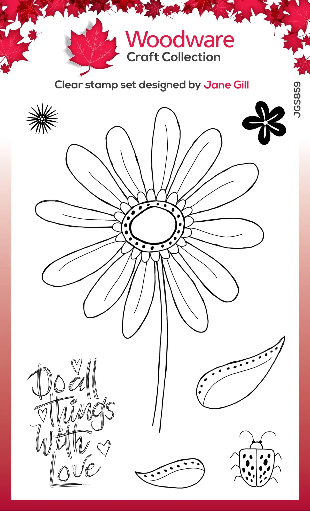 Woodware Clear Singles Petal Doodles With Love 4 In X 6 In Stamp Set 1