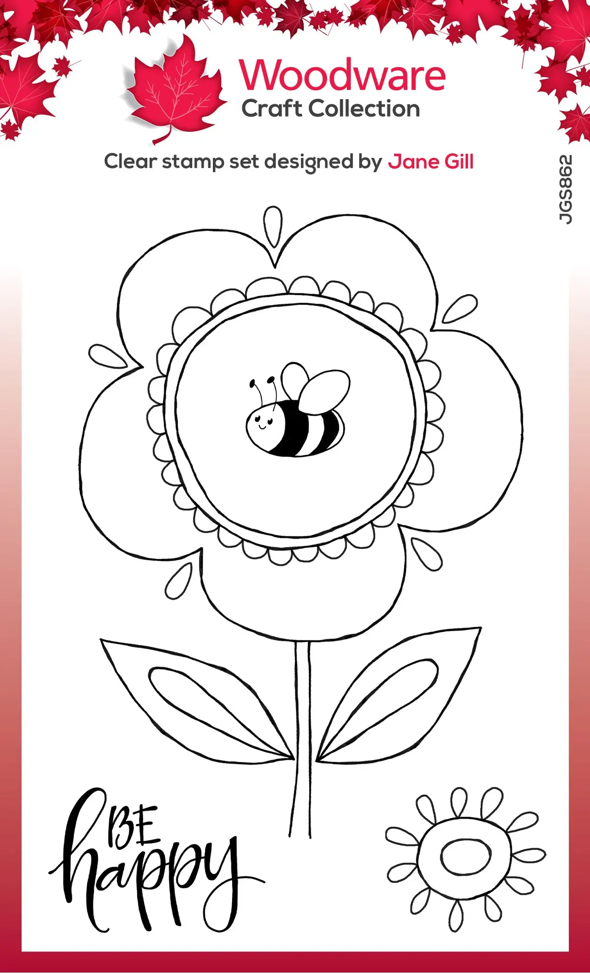 Woodware Clear Singles Petal Doodles Be Happy 4 In X 6 In Stamp Set 1