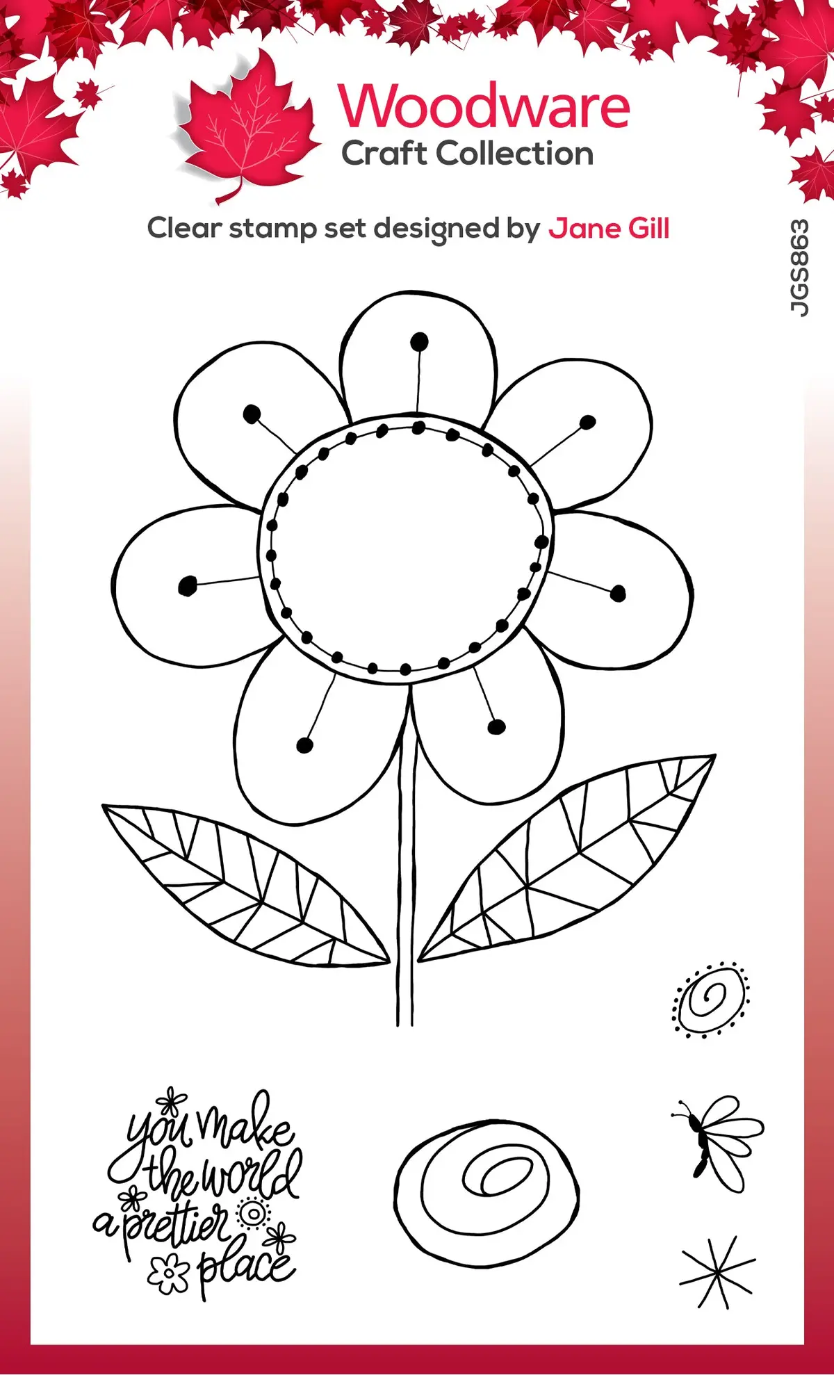 Woodware Clear Singles Petal Doodles Pretty Place 4 In X 6 In Stamp Set 1