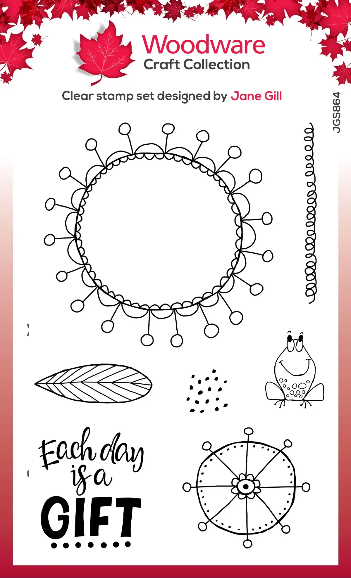 Woodware Clear Singles Petal Doodles It's A Gift 4 In X 6 In Stamp Set 1