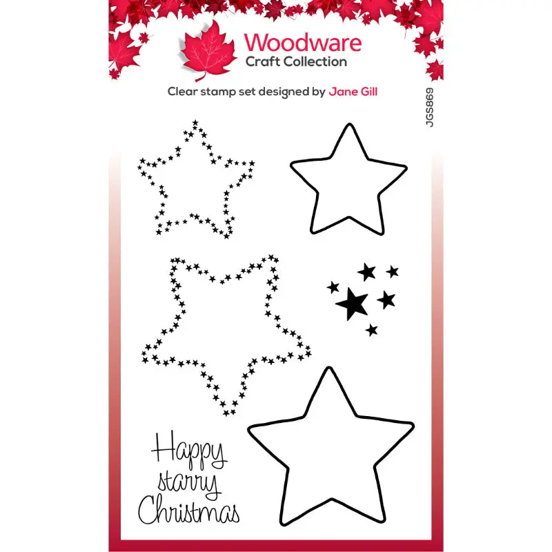 Woodware Clear Singles Paintable Shapes Stars 4 In X 6 In Stamp Set 1
