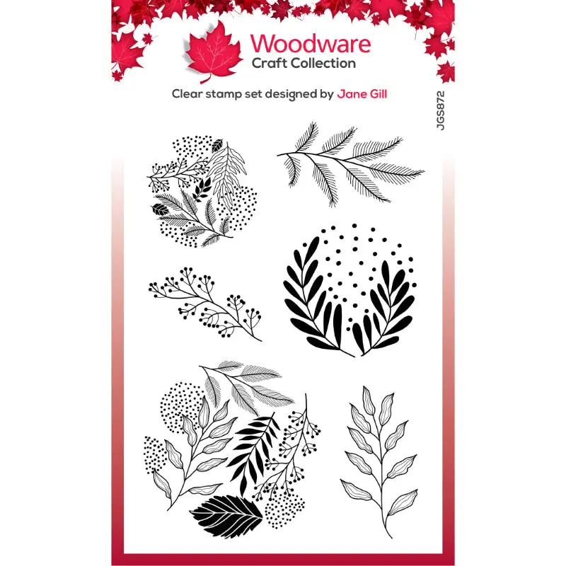 Woodware Clear Singles Paintable Baubles Leafy Fillers 4 In X 6 In Stamp Set 1