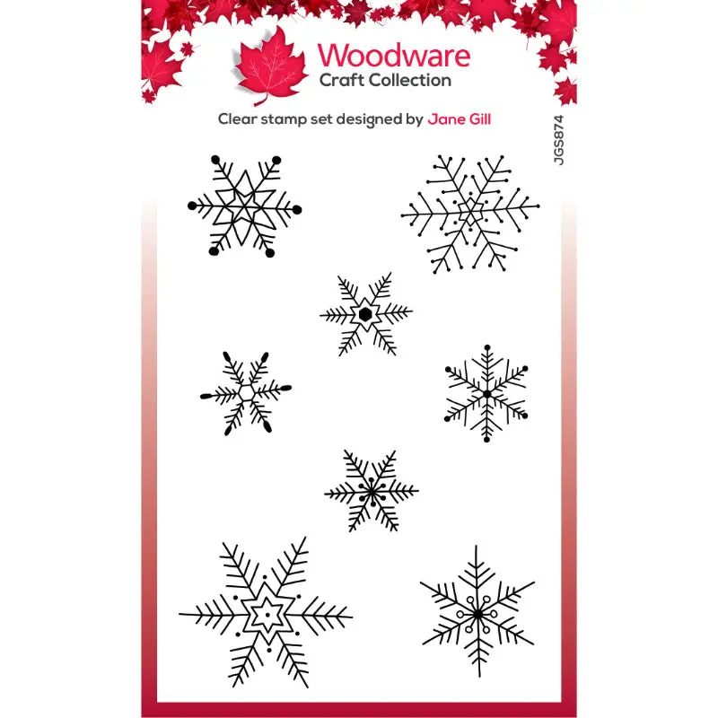 Woodware Clear Singles Paintable Baubles Snowflakes 4 In X 6 In Stamp Set 1