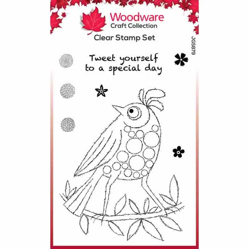 Woodware Clear Singles Bubble Birds Simone 4 In X 6 In Stamp Set 1