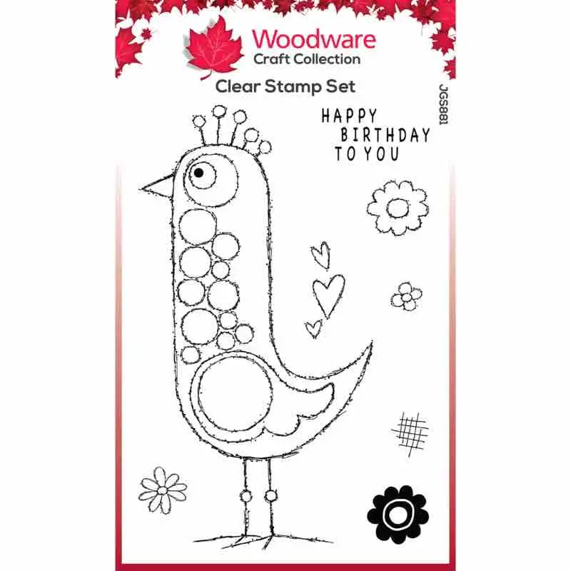 Woodware Clear Singles Bubble Birds Lina 4 In X 6 In Stamp Set 1