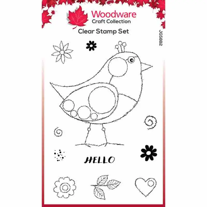 Woodware Clear Singles Bubble Birds Diego 4 In X 6 In Stamp Set 1