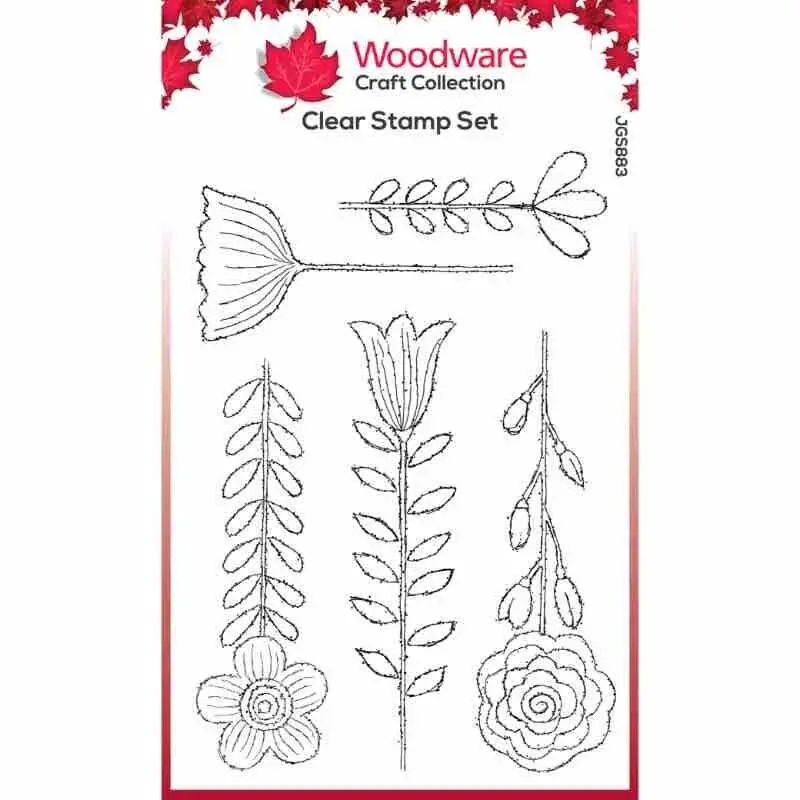 Woodware Clear Singles Blooms For Birds Flower Stems 4 In X 6 In Stamp Set 1