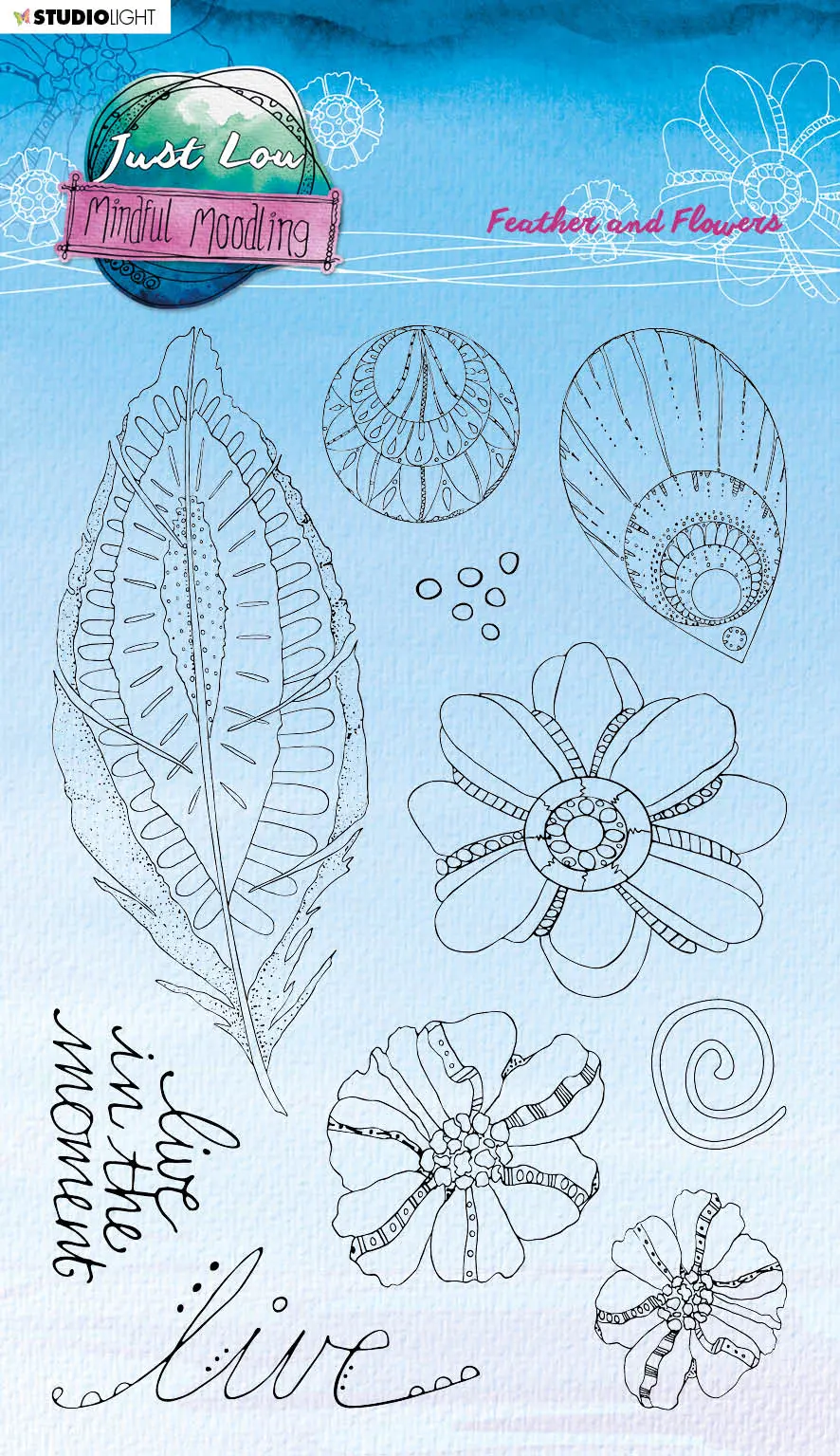 Jl Clear Stamp Feather And Flowers Mindful Moodling 148X210x3mm 1 Pc Nr.188 1