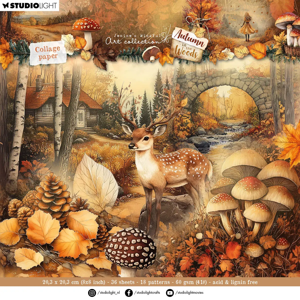 Jma Collage Paper Pad Backgrounds & Elements Autumn In The Woods 36 Sheets 1