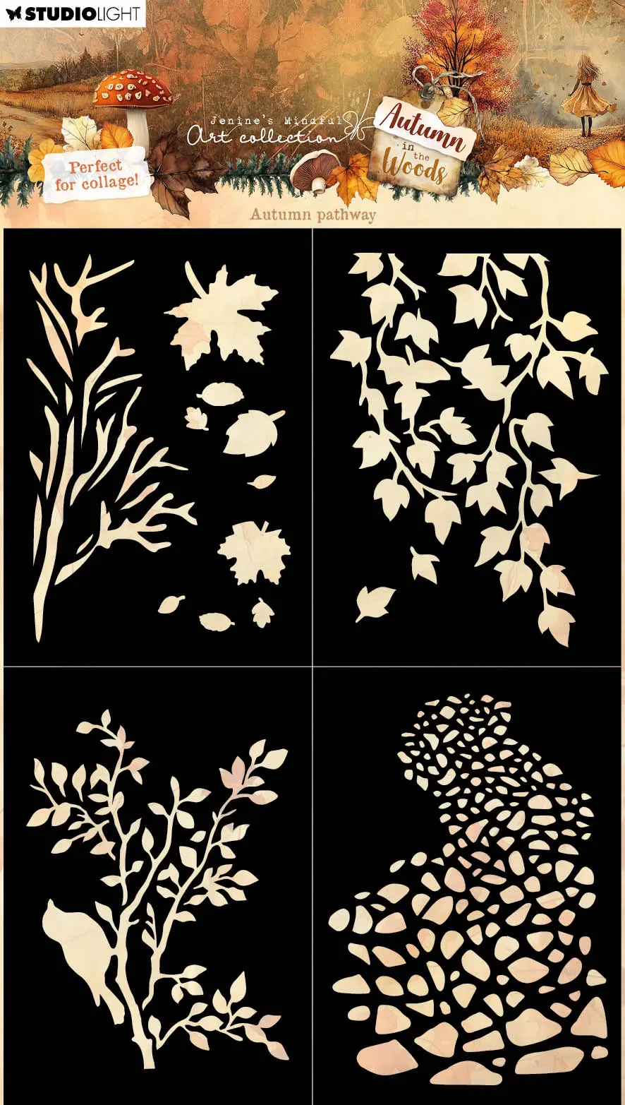 Jma Mask Autumn Pathway, 4 Masks Autumn In The Woods 1 Piece 1