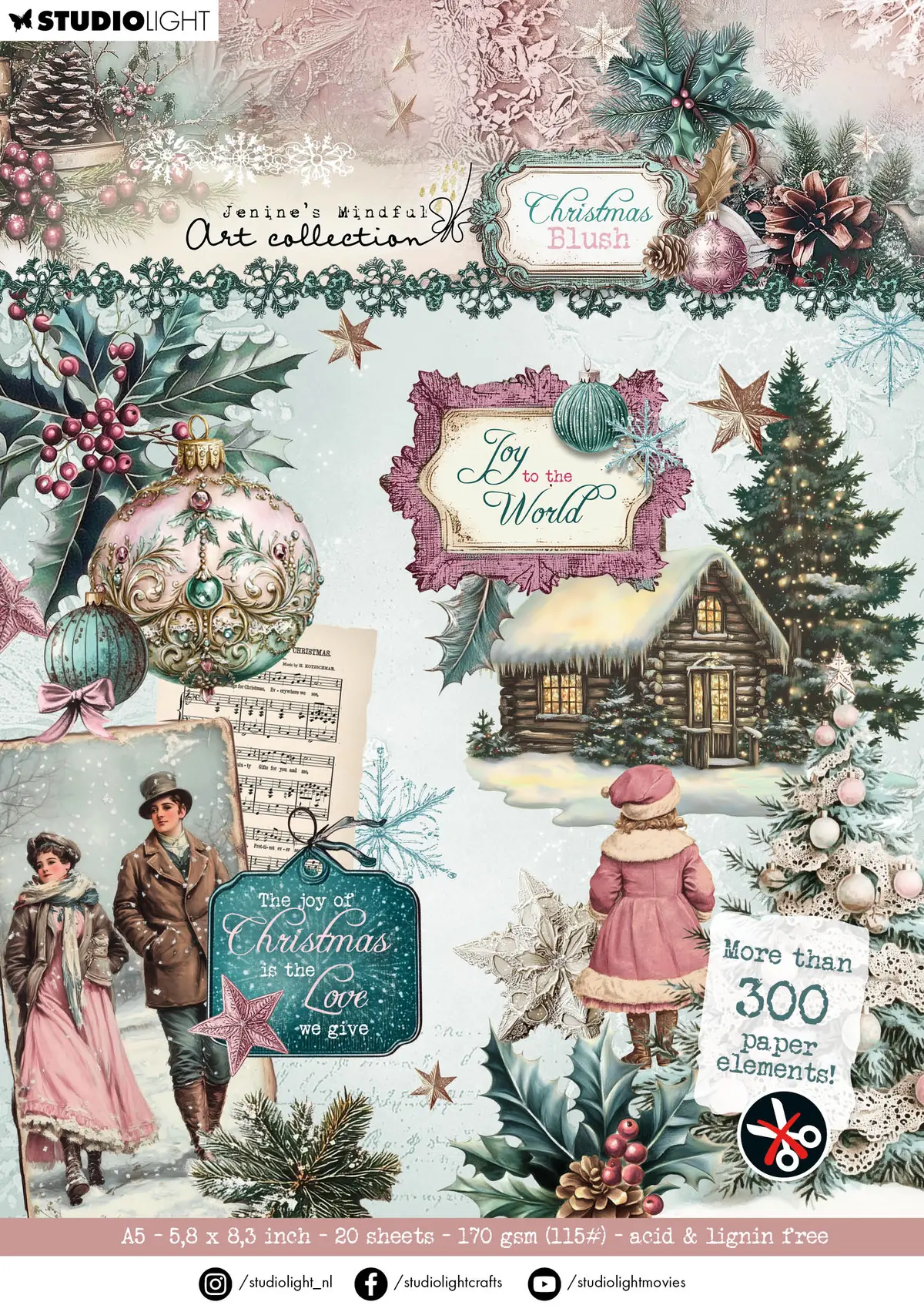Jma Die-Cut Paper Pad Paper Elements Christmas Blush 20 Sheets 1