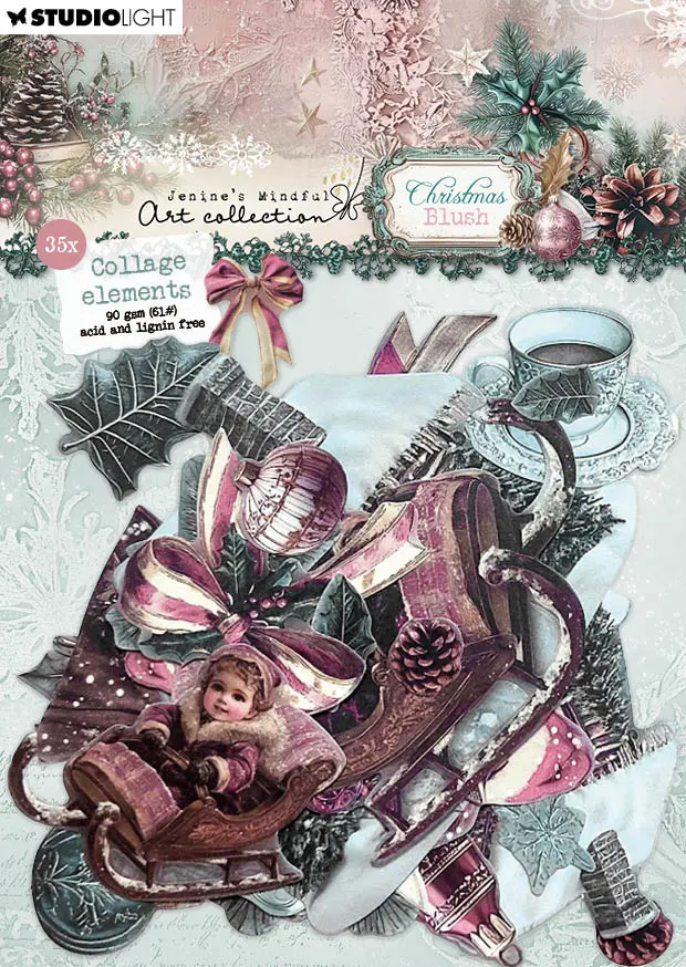 Jma Paper Elements 35 Collage Elements Christmas Blush 35 Pieces 1