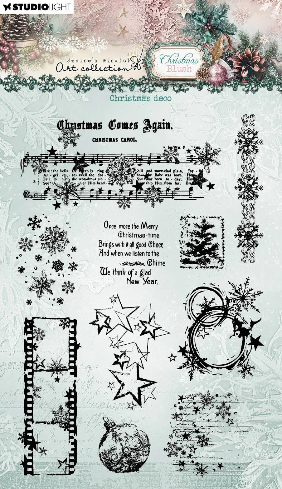 Jma Clear Stamp Christmas Deco Christmas Blush 10 Pieces 1