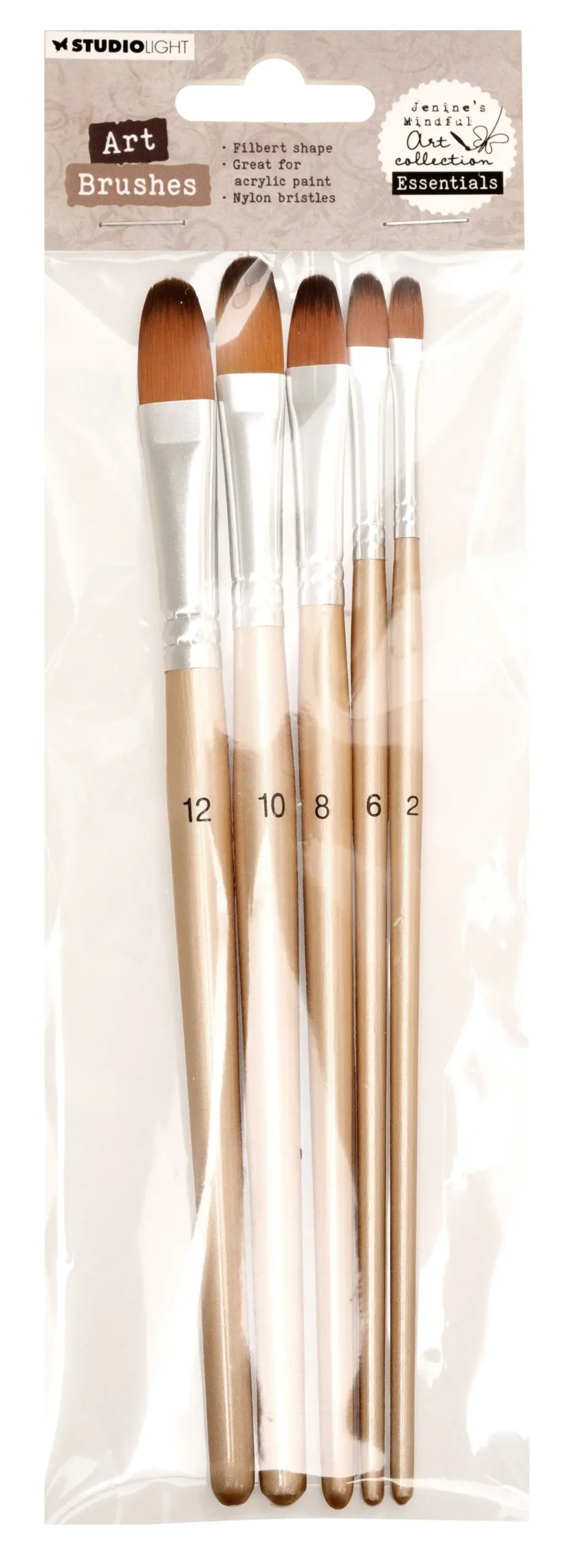Jma Brush Set Filbert, Size 2-4-6-8-10 Essentials 75X220x10mm 5 Pieces 1