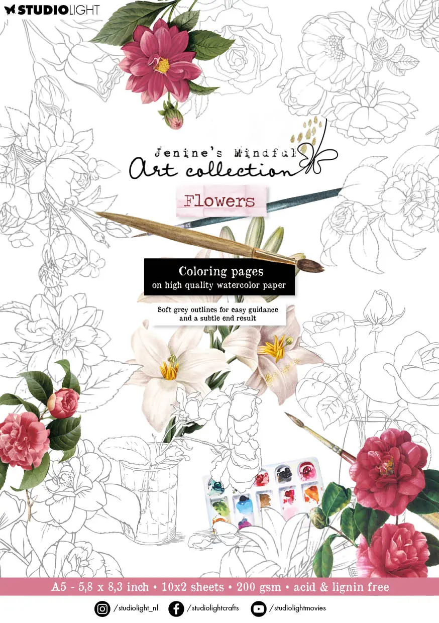 Jma Coloring Paper Pad 10X2 Flowers Essentials 20 Sh 1