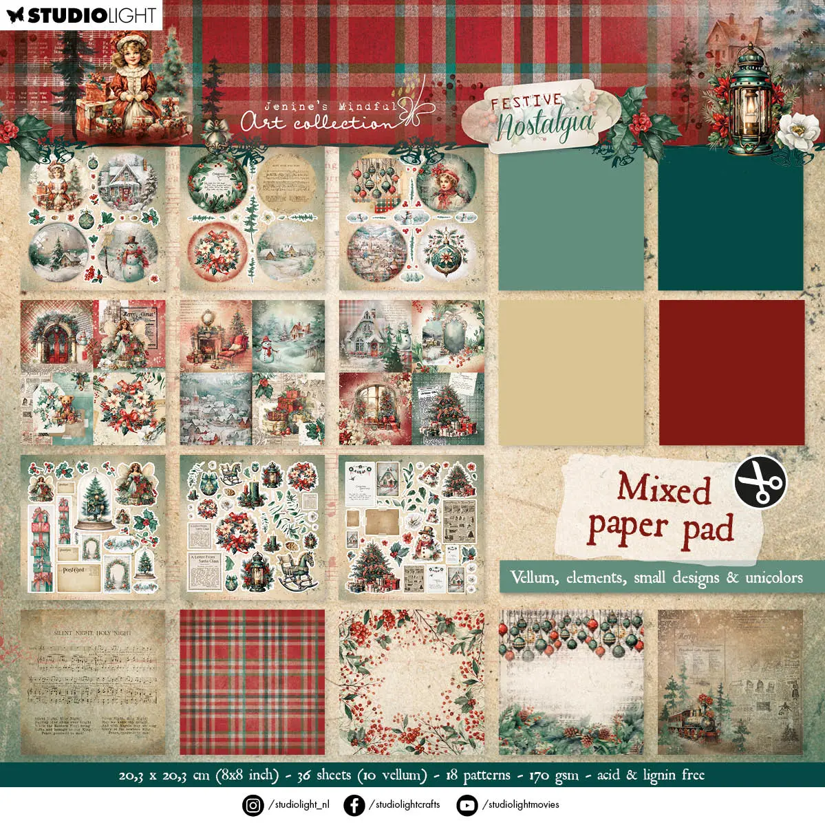 Jma Mixed Paper Pad Vellum, Unicolor & Elements Festive Nostalgia 36 Sh 1